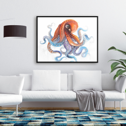 Framed 36 x 48 - Funny colorful octopus