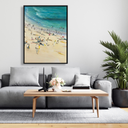 Framed 36 x 48 - Summer crowd at the beach