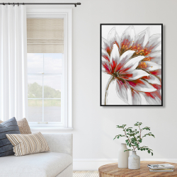 Framed 36 x 48 - Red flower with gold center