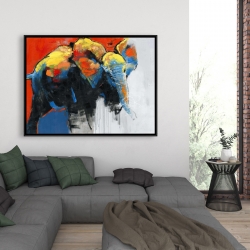 Framed 36 x 48 - Colorful abstract moving elephant