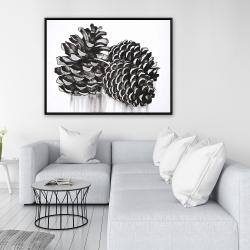 Framed 36 x 48 - Three small pine cones