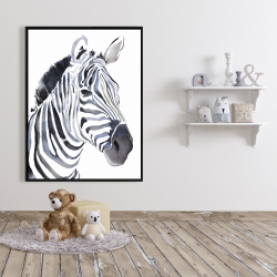 Framed 36 x 48 - Watercolor zebra
