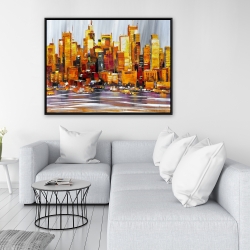 Framed 36 x 48 - Orange buildings