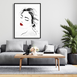 Encadré 36 x 48 - Portrait de dame sereine en noir