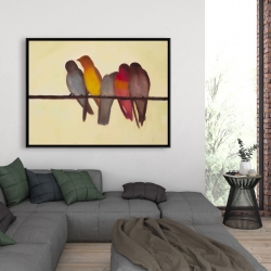 Encadré 36 x 48 - Cinq oiseaux sur une branche