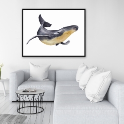 Encadré 36 x 48 - Baleine bleue aquarelle