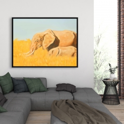 Framed 36 x 48 - Elephant and its little one