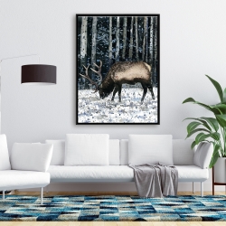 Encadré 36 x 48 - Caribou dans la forêt d'hiver