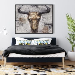 Framed 36 x 48 - Bull skull with typography