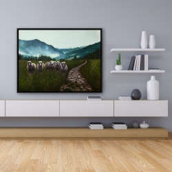 Encadré 36 x 48 - Moutons à la campagne