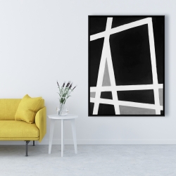 Framed 36 x 48 - Black and white abstract shapes