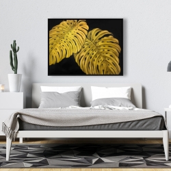 Encadré 36 x 48 - Feuille monstera doré
