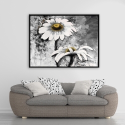 Framed 36 x 48 - Abstract daisies flowers