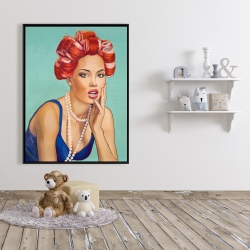 Framed 36 x 48 - Pin up girl with curlers