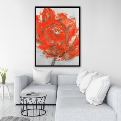 Framed 36 x 48 - Abstract red flower