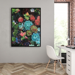 Framed 36 x 48 - Set of colorful succulents