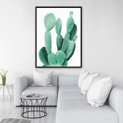 Framed 36 x 48 - Watercolor paddle cactus