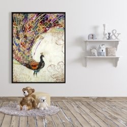 Framed 36 x 48 - Peacock with gold feathers