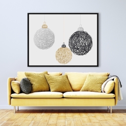 Framed 36 x 48 - Three christmas balls