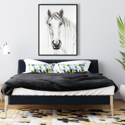 Framed 36 x 48 - Solitary white horse