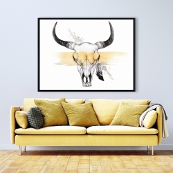 Framed 36 x 48 - Cow skull with feather