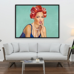 Framed 36 x 48 - Pin up girl with curlers
