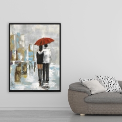 Framed 36 x 48 - Couple walking under their umbrella