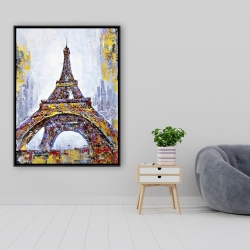 Framed 36 x 48 - Abstract paint splash eiffel tower