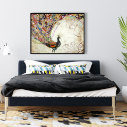 Framed 36 x 48 - Peacock with gold feathers
