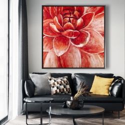 Framed 48 x 48 - Red chrysanthemum