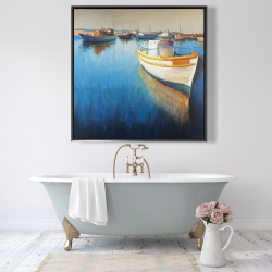 Framed 48 x 48 - Fishing boats at the marina