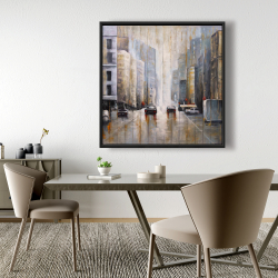 Framed 48 x 48 - Cars in the morning rain