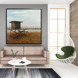 Framed 48 x 48 - Newport beach lifeguard tower