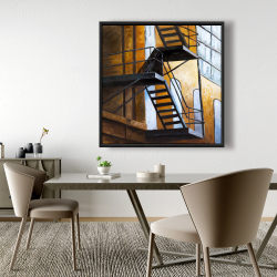 Framed 48 x 48 - Apartment building escape in nyc