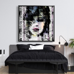 Framed 48 x 48 - Abstract colorful woman face made from dots