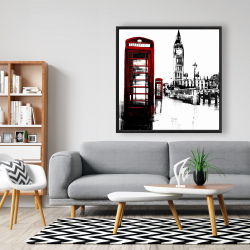 Framed 48 x 48 - Telephone box and big ben of london