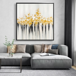 Framed 48 x 48 - Abstract gold flowers 