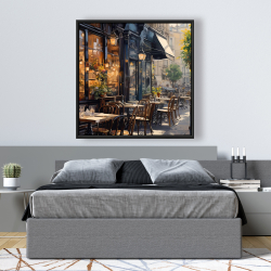 Framed 48 x 48 - Street corner cafe