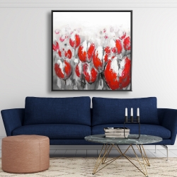 Framed 48 x 48 - Abstract red tulips