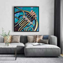 Framed 48 x 48 - Musician with french horn