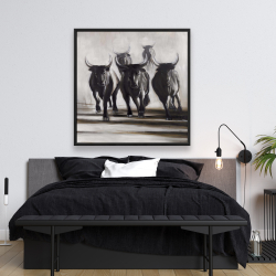 Framed 48 x 48 - Running fierce bulls