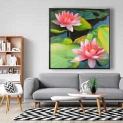 Encadré 48 x 48 - Nénuphars et fleurs de lotus