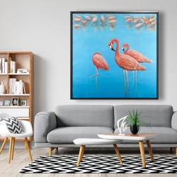 Framed 48 x 48 - Group of flamingos