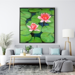 Framed 48 x 48 - Lotus flowers in a swamp