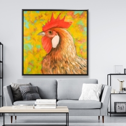 Framed 48 x 48 - Colorful chicken