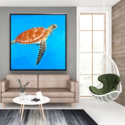 Framed 48 x 48 - Green aquatic turtle