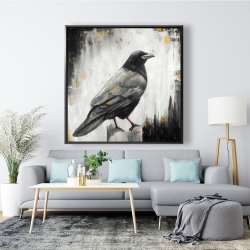 Framed 48 x 48 - Crow bird