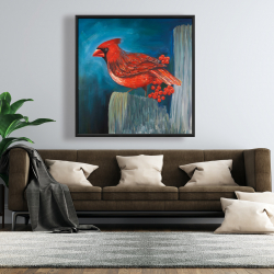 Framed 48 x 48 - Redbreast bird on a branch