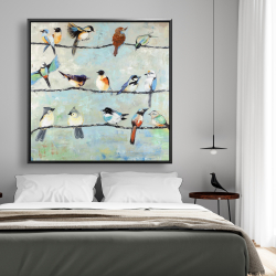 Framed 48 x 48 - Small colorful birds