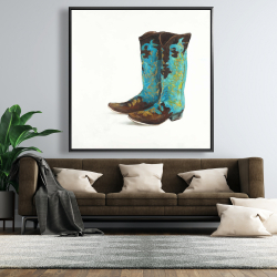 Framed 48 x 48 - Blue cowboy boots